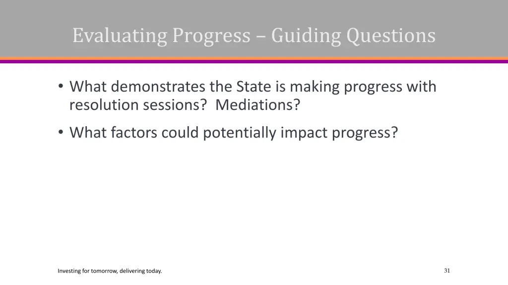 evaluating progress guiding questions