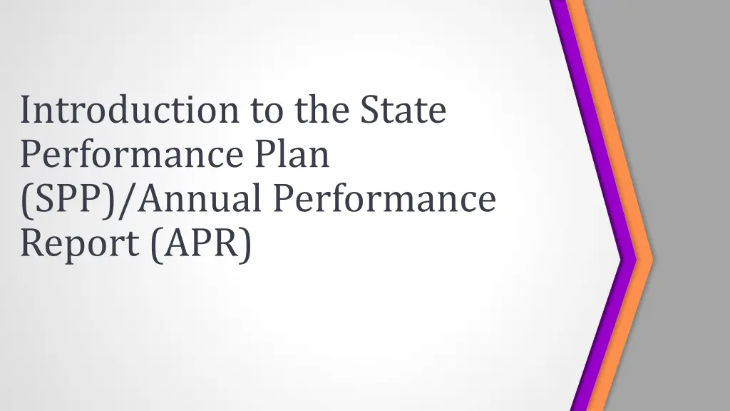 introduction to the state performance plan