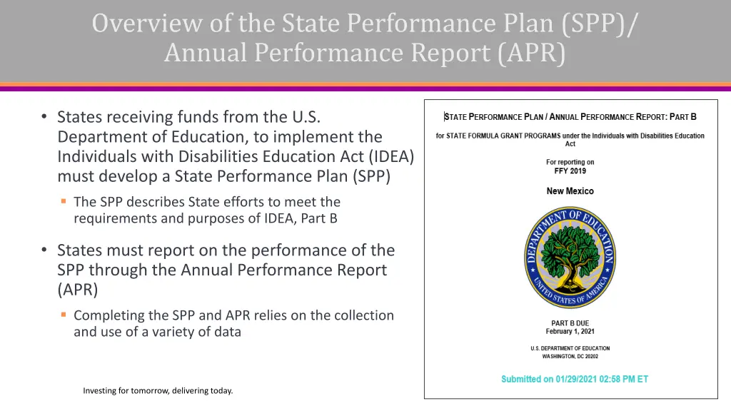 overview of the state performance plan spp annual