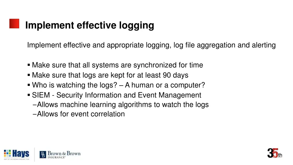 implement effective logging