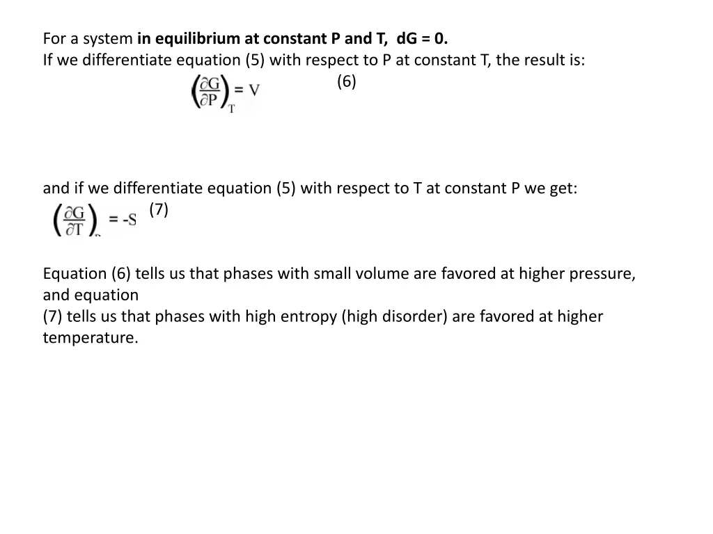 for a system in equilibrium at constant