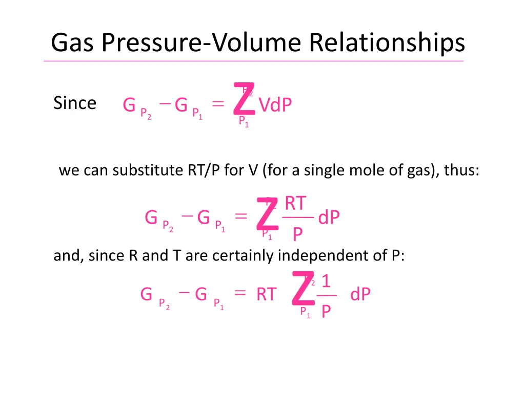 gas pressure volume relationships z