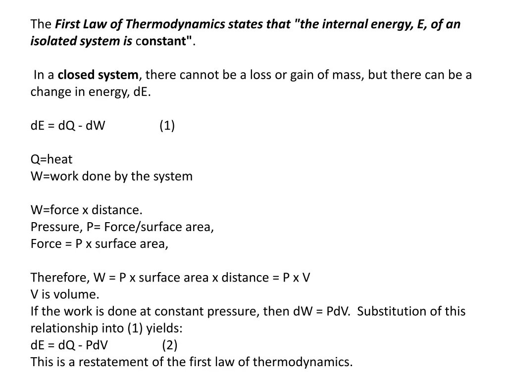 the first law of thermodynamics states that