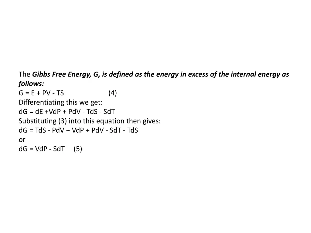 the gibbs free energy g is defined as the energy