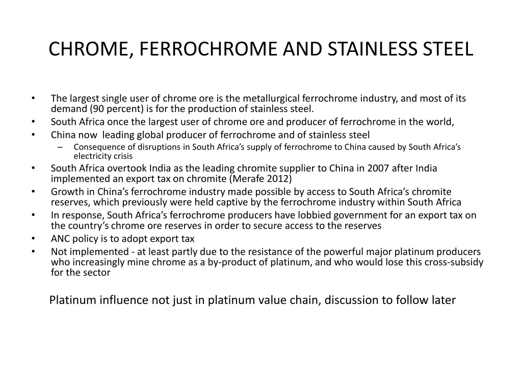 chrome ferrochrome and stainless steel