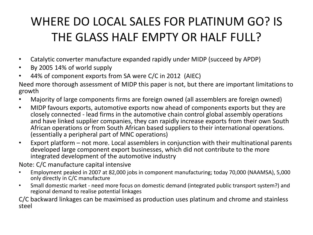 where do local sales for platinum go is the glass