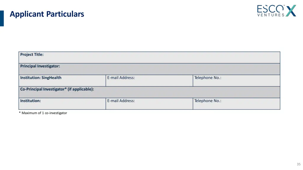 applicant particulars