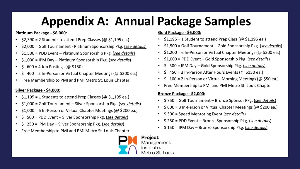 appendix a annual package samples platinum