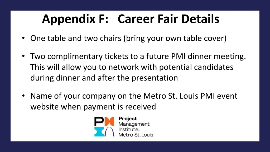 appendix f career fair details