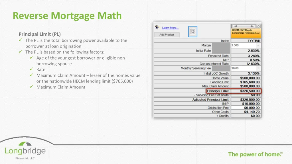 reverse mortgage math