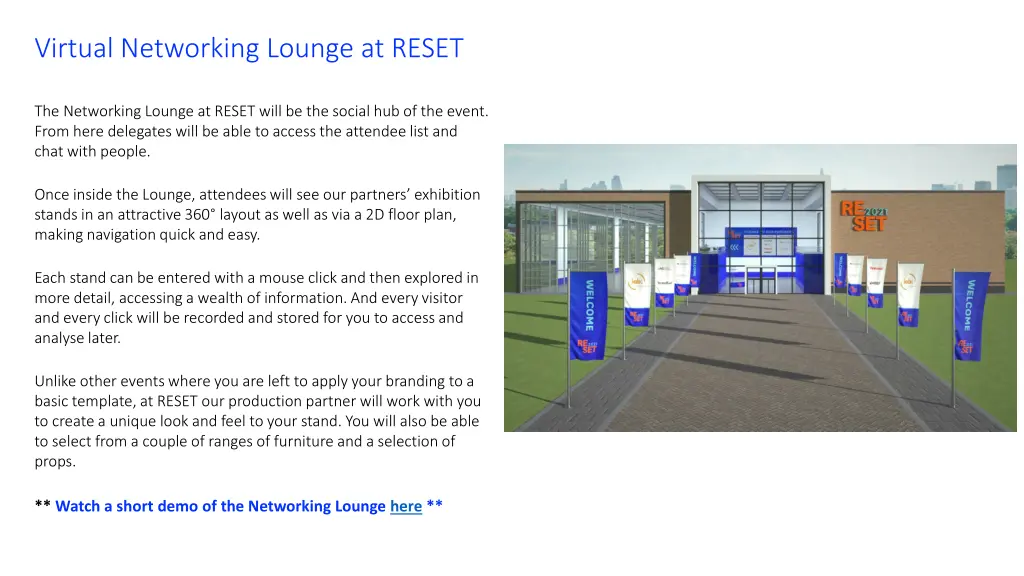 virtual networking lounge at reset