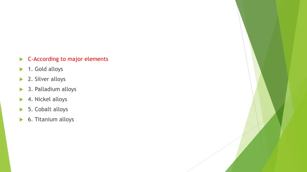 c according to major elements