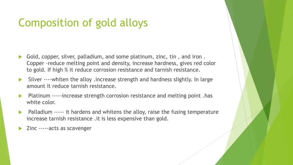 composition of gold alloys