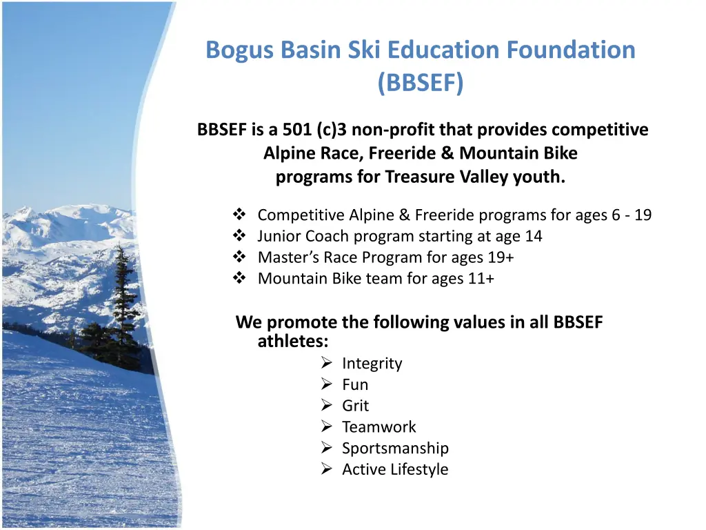 bogus basin ski education foundation bbsef