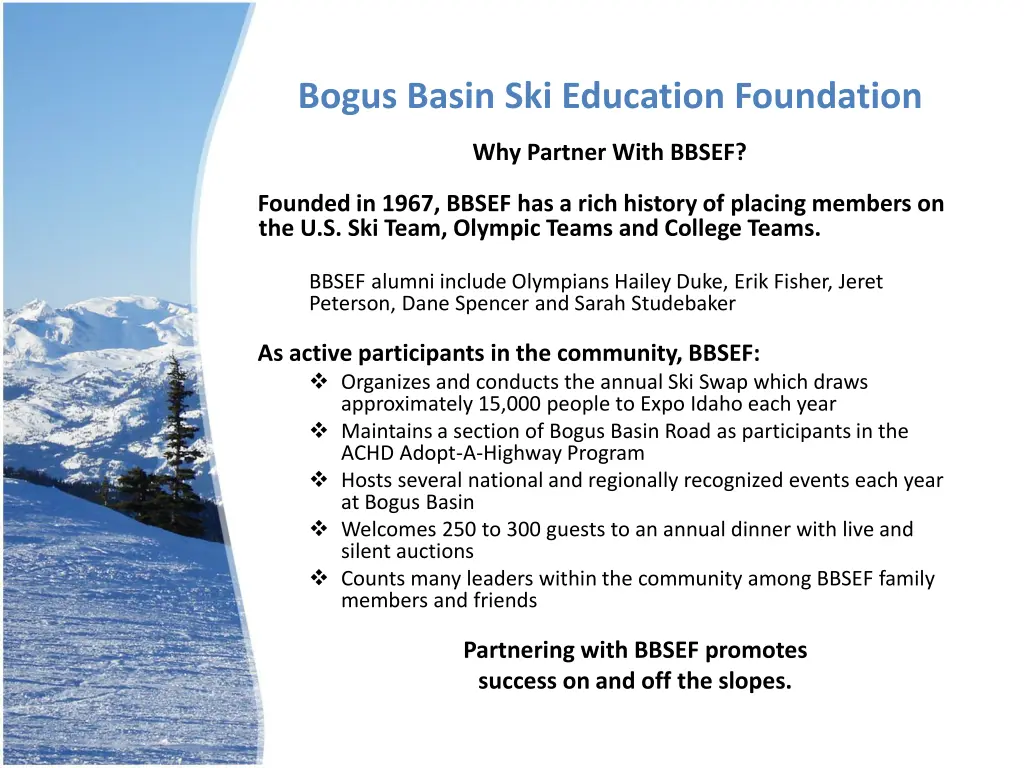 bogus basin ski education foundation