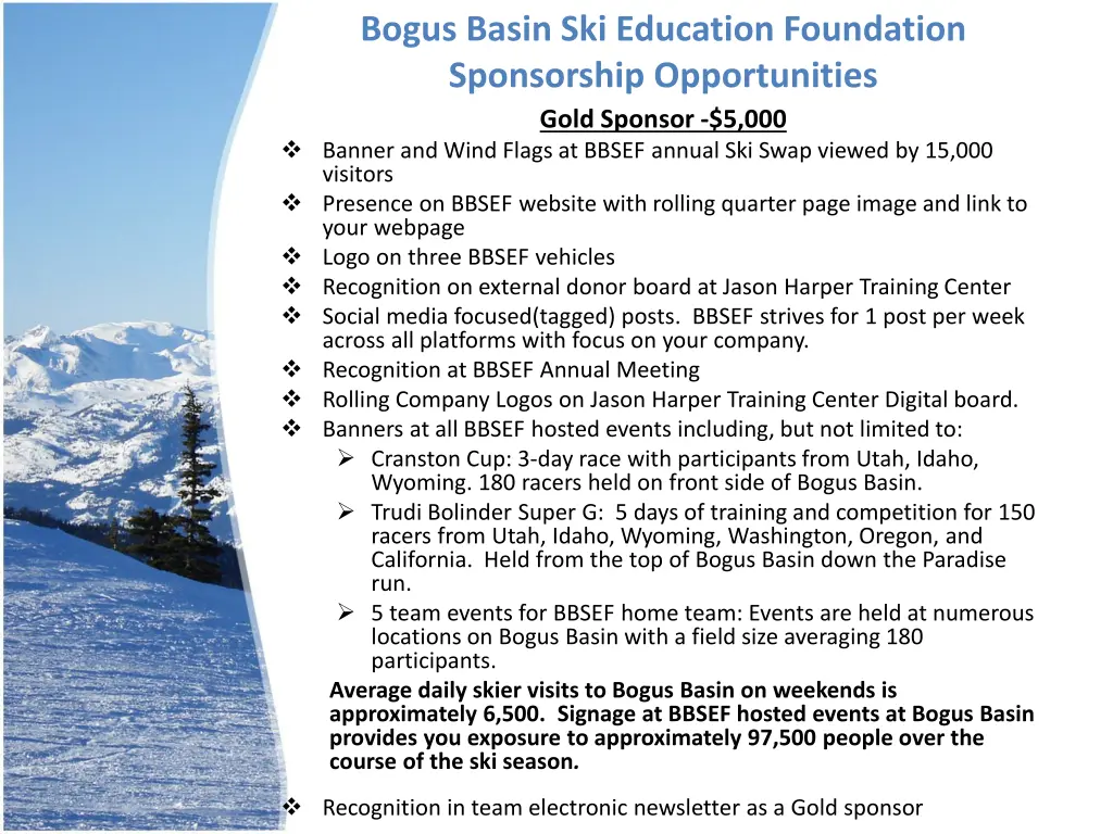 bogus basin ski education foundation sponsorship 2