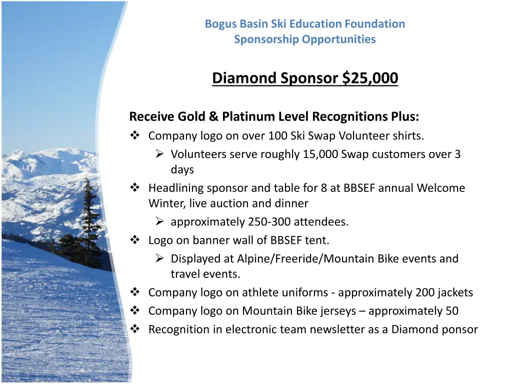 bogus basin ski education foundation sponsorship