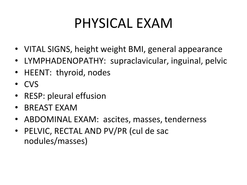 physical exam