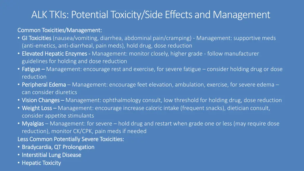 alk tkis potential toxicity side effects