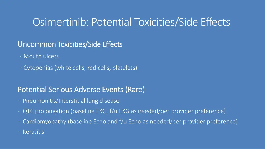 osimertinib potential toxicities side effects 1