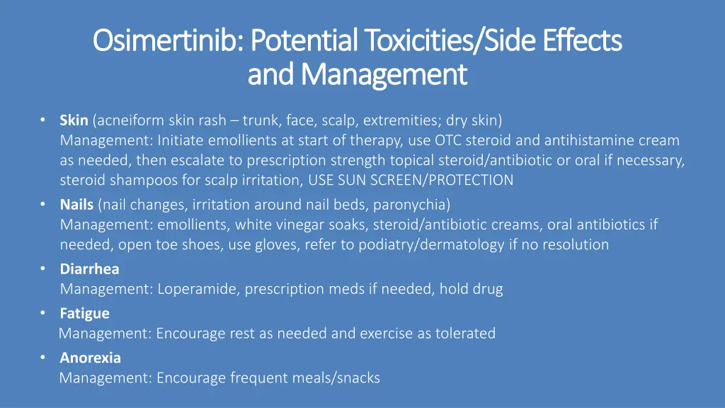 osimertinib potential toxicities side effects