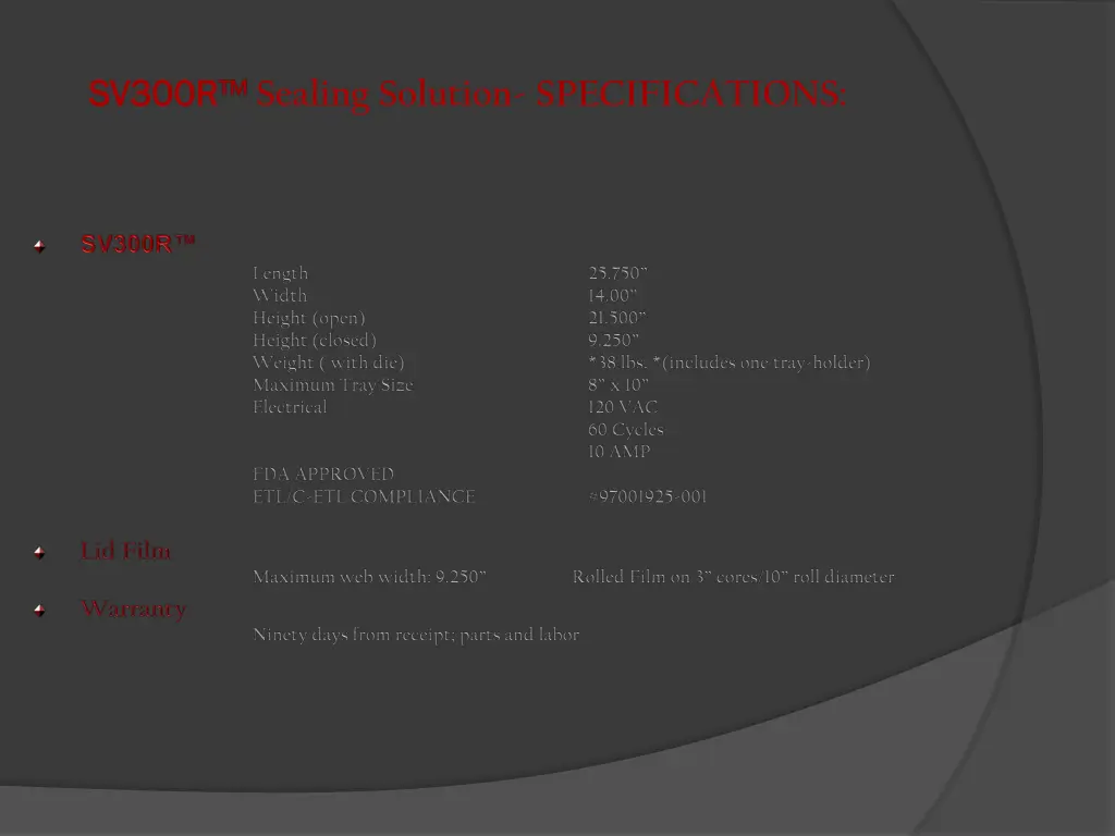 sv300r sv300r sealing solution specifications