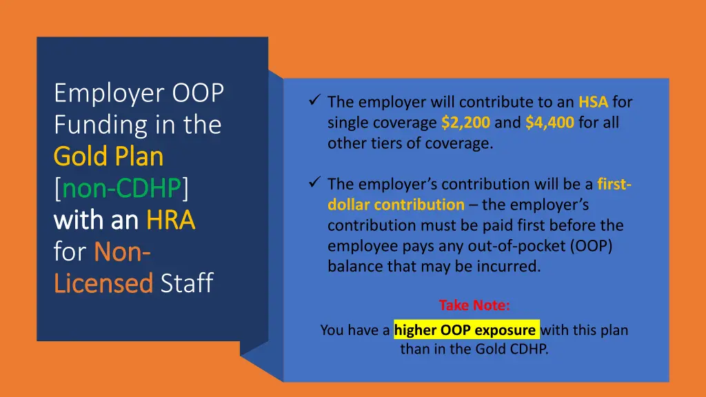 employer oop funding in the gold gold plan plan