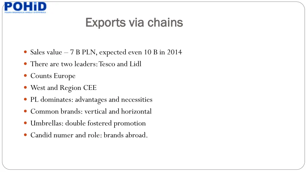 exports via chains exports via chains