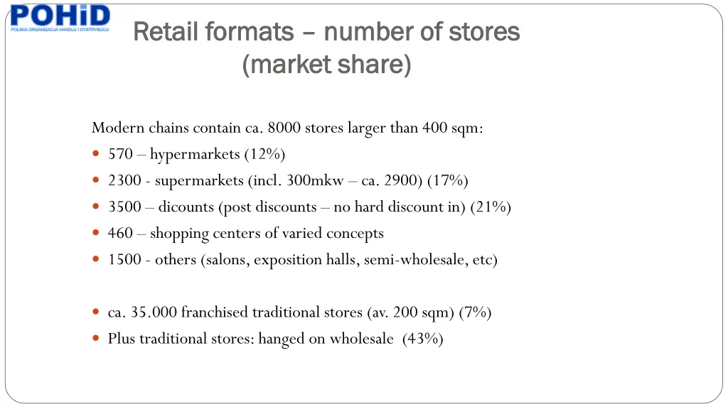 retail retail formats formats number market