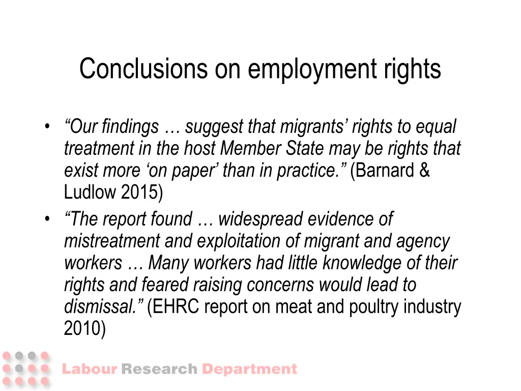 conclusions on employment rights