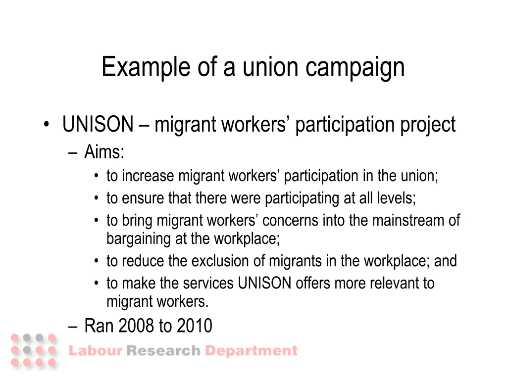 example of a union campaign