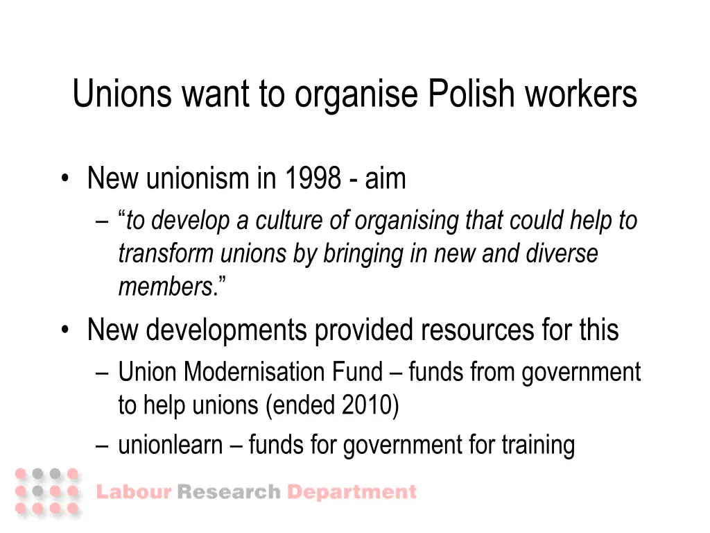 unions want to organise polish workers