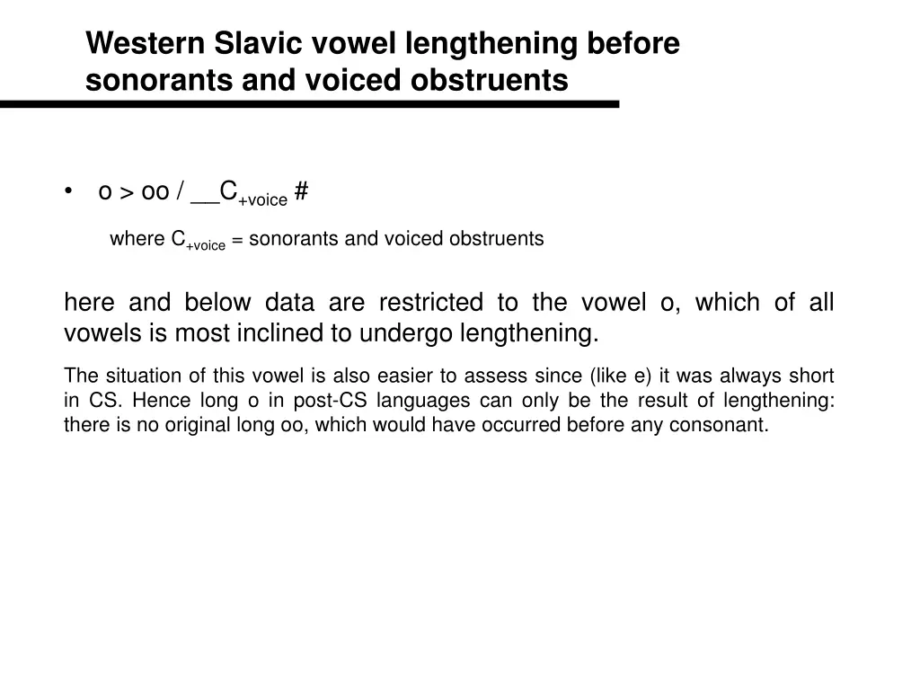 western slavic vowel lengthening before sonorants 1