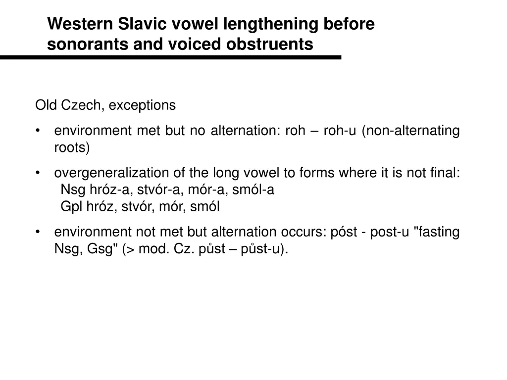 western slavic vowel lengthening before sonorants 3