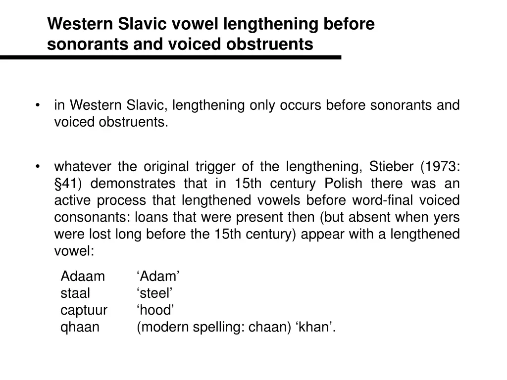 western slavic vowel lengthening before sonorants