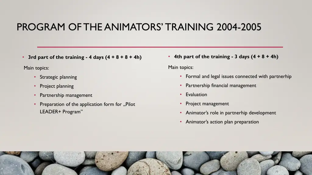 program of theanimators training 2004 2005 1