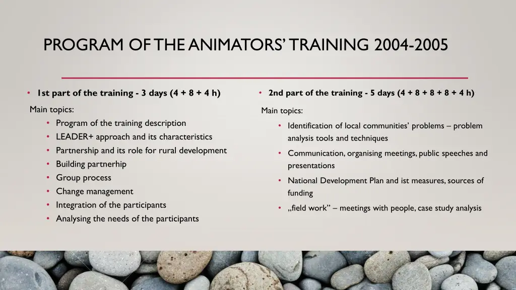 program of theanimators training 2004 2005