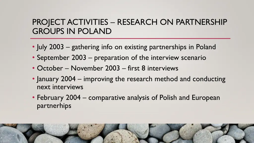 project activities research on partnership groups