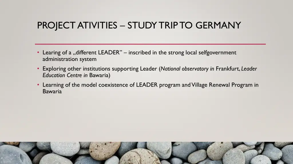 project ativities study trip to germany