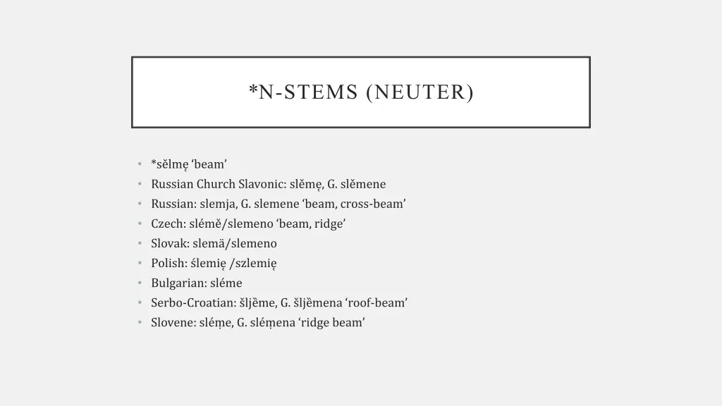 n stems neuter