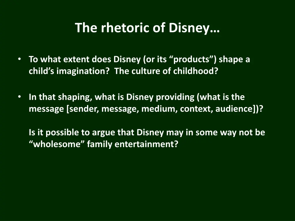 the rhetoric of disney