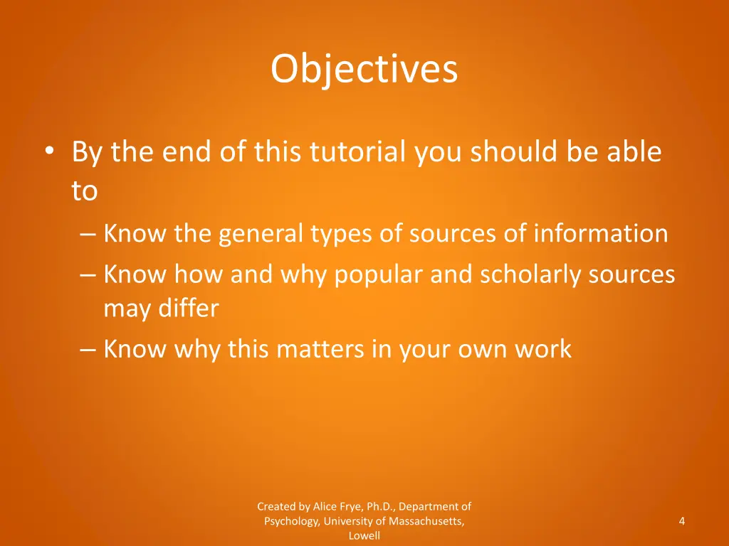 objectives