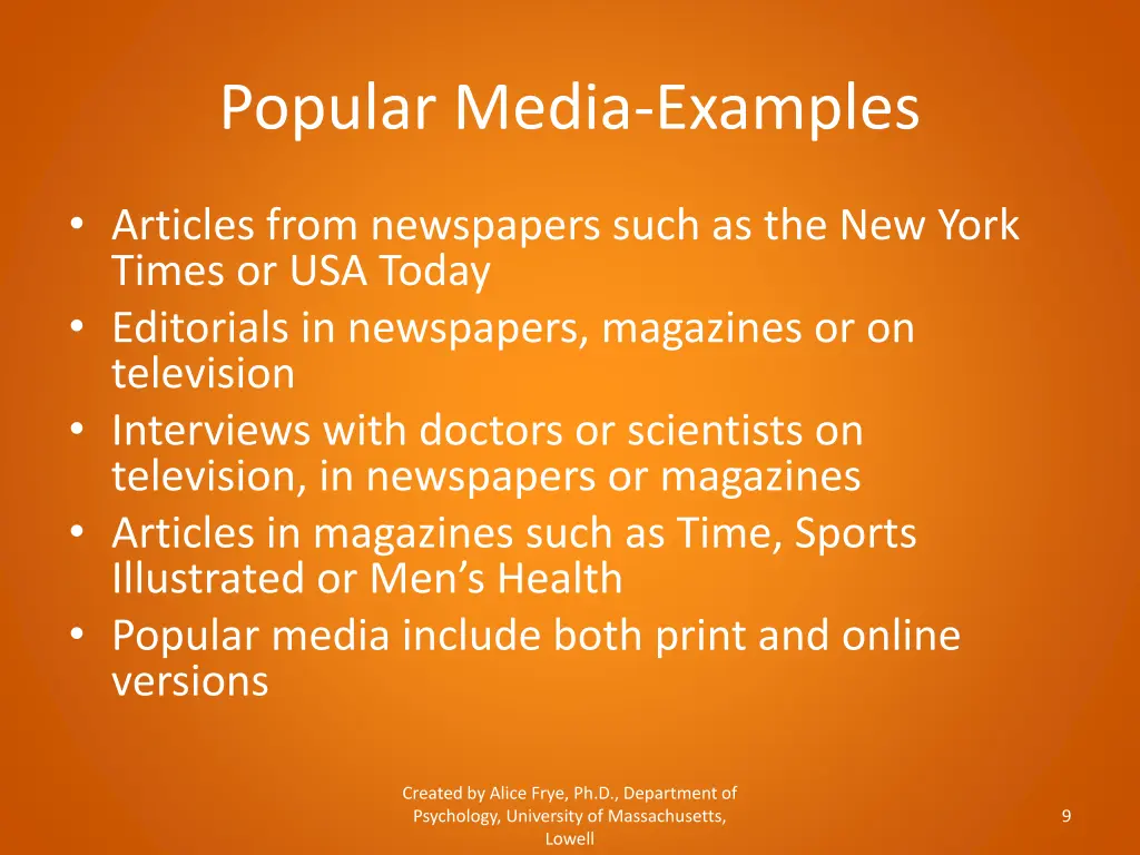 popular media examples