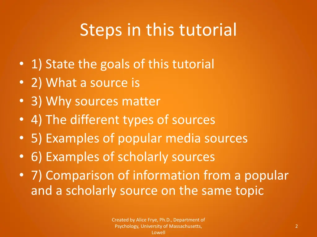 steps in this tutorial