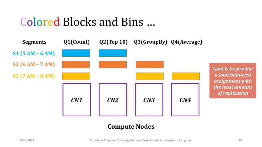 colored blocks and bins