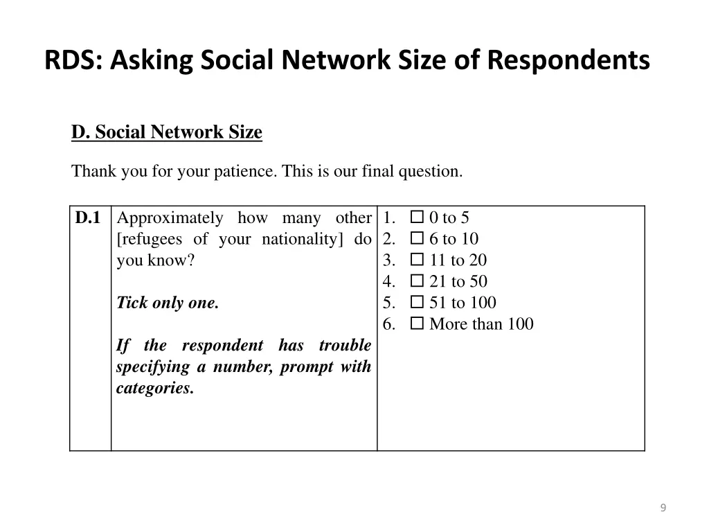 rds asking social network size of respondents