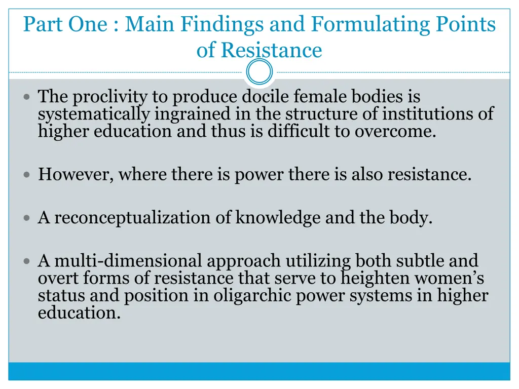 part one main findings and formulating points