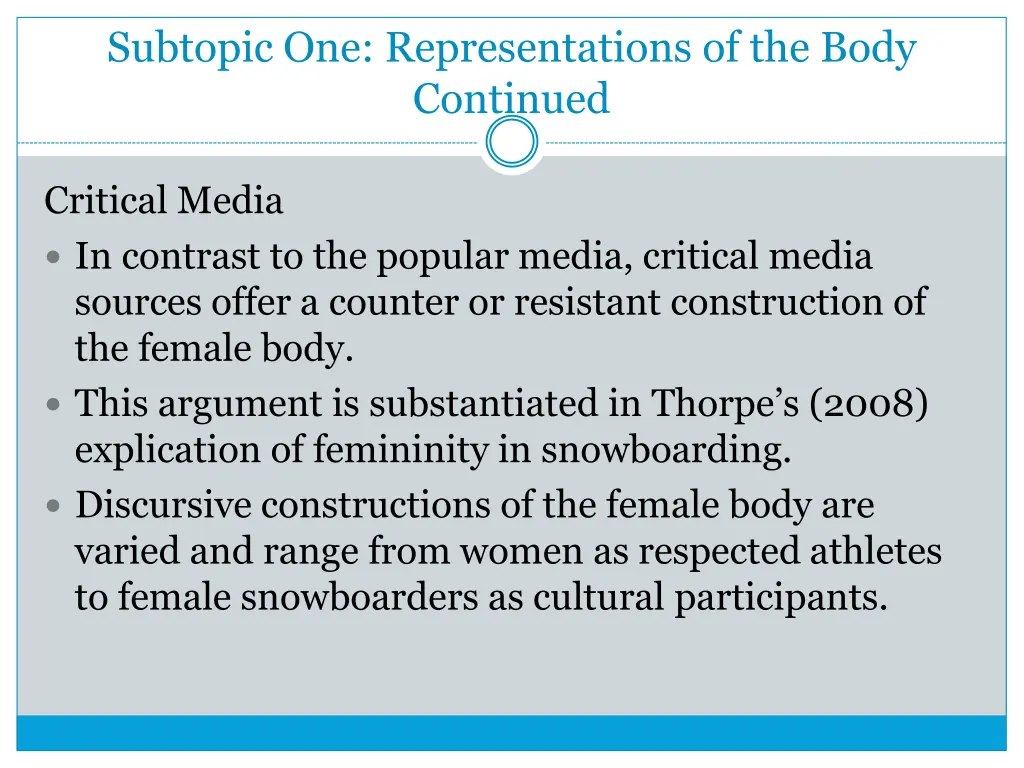 subtopic one representations of the body continued