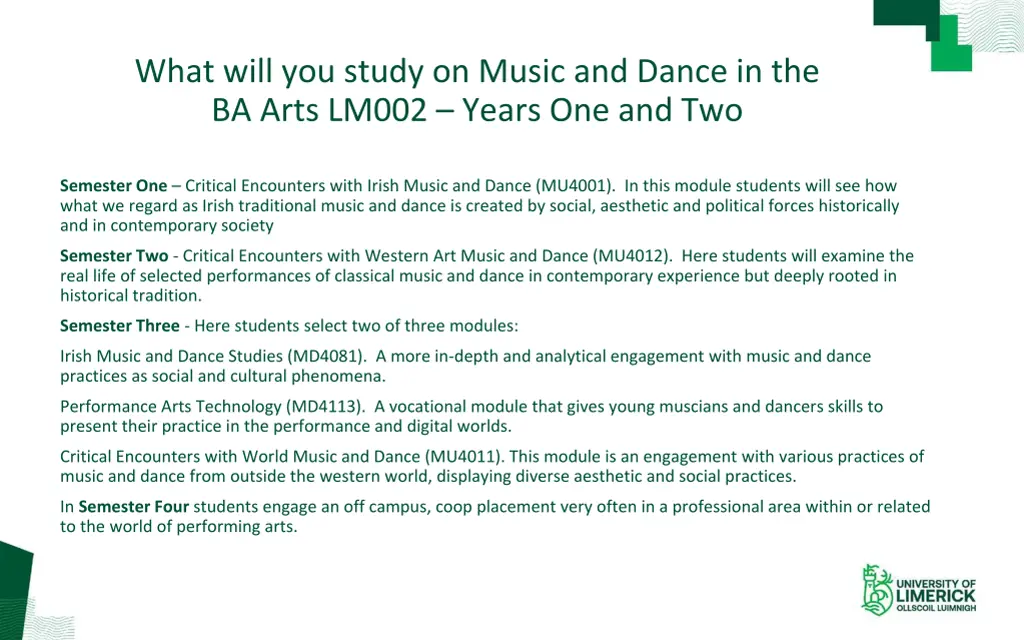 what will you study on music and dance