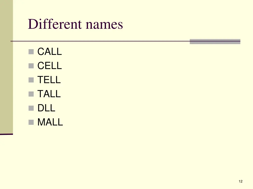 different names